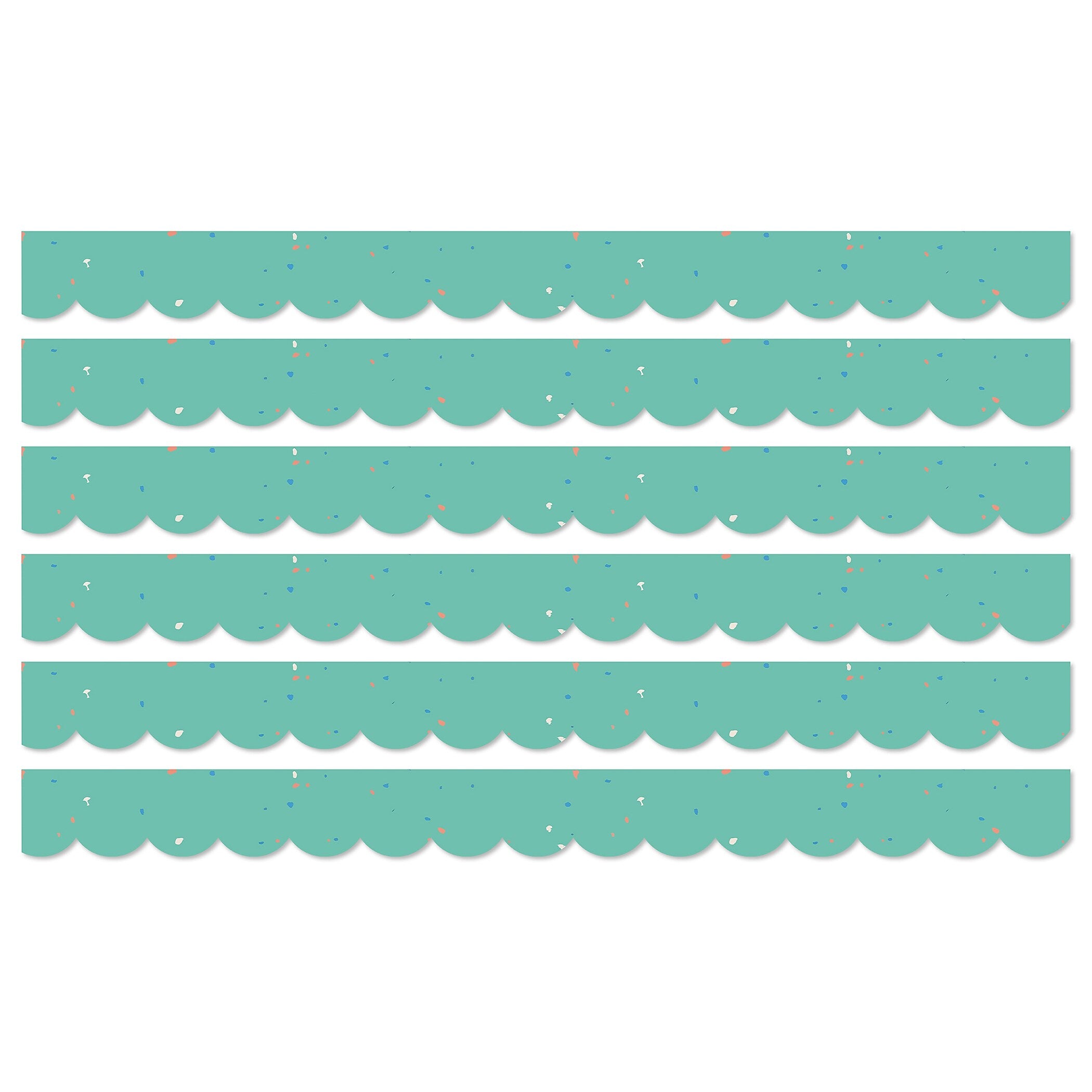 Carson Dellosa Education We Belong Scalloped Borders Per Bundle, 3"x 3', Speckled Teal, 6/Bundle (CD-108494-6)