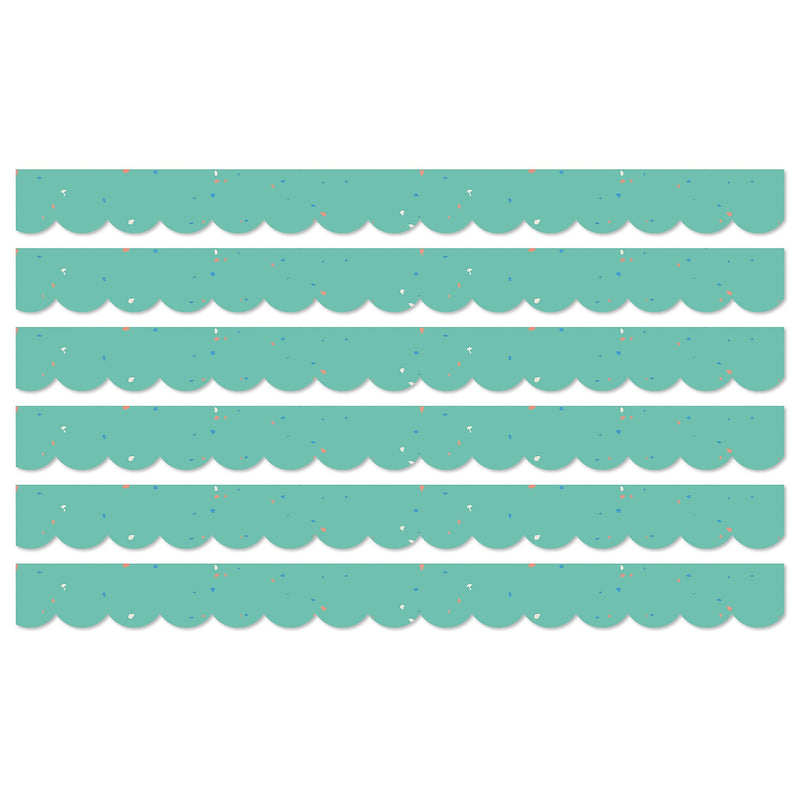 Carson Dellosa Education We Belong Scalloped Borders Per Bundle, 3"x 3', Speckled Teal, 6/Bundle (CD-108494-6)