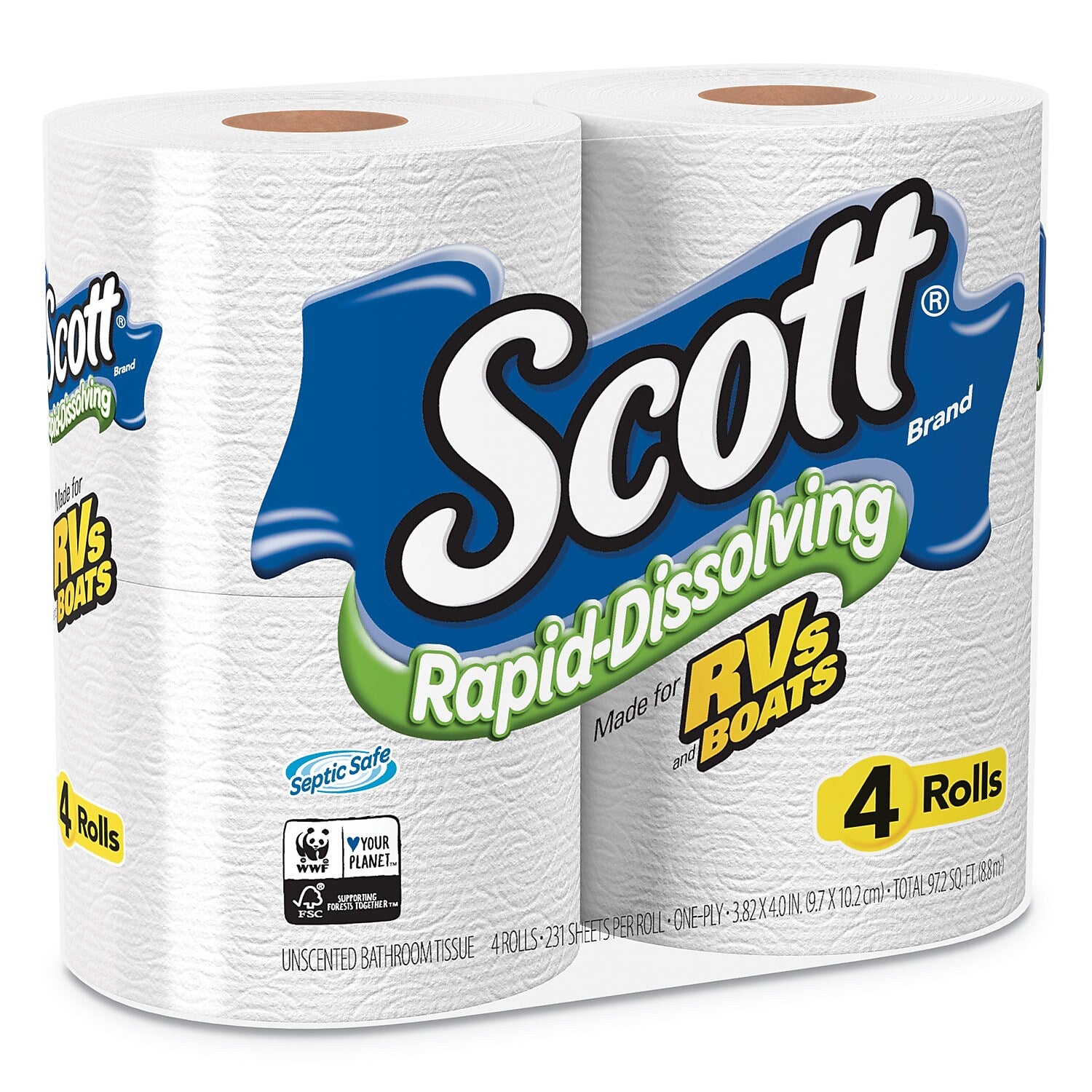 Scott Rapid-Dissolving Toilet Paper, 1-Ply, White, 231 Sheets/Roll, 48 Rolls/Case (KCM47617)