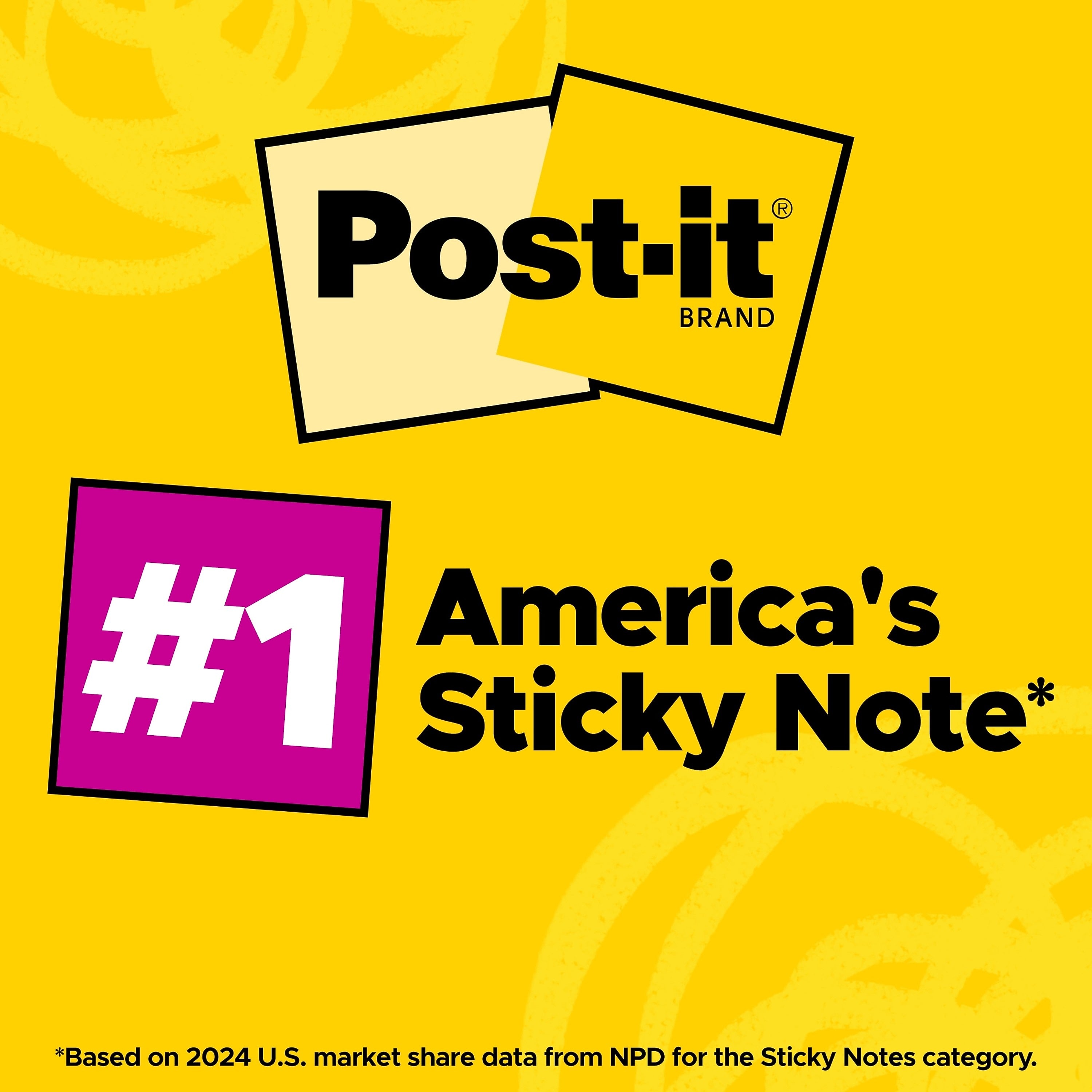 Post-it Cube Sticky Notes, 3" x 3", Assorted Brights, 400 Sheets/Cube (2027-BRT)