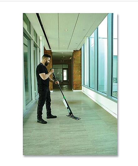 Unger Excella Floor Cleaning Kit, 20" Gray Microfiber Head, 48" to 65" Black/Green Handle(UNGEFKT8)