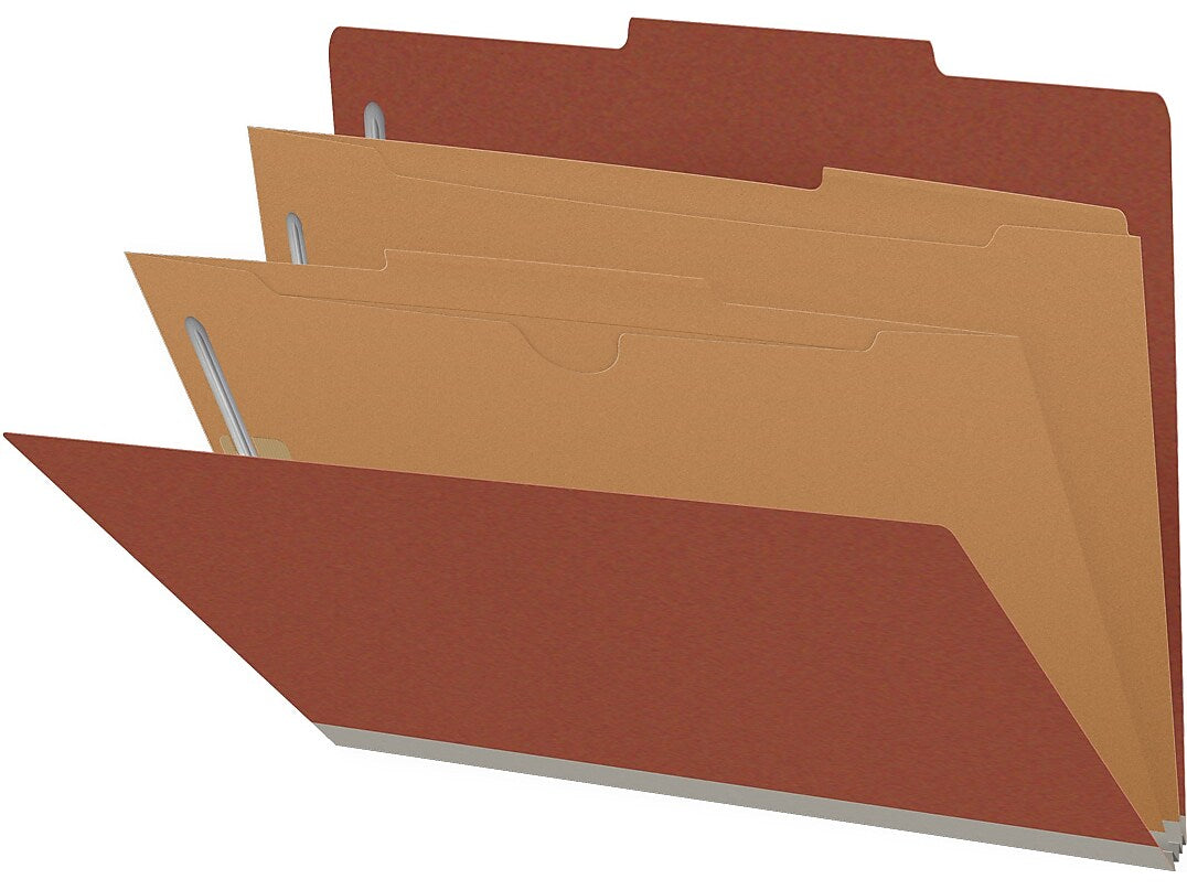 Medical Arts Press Pressboard Classification Folder, 2 Dividers, 2" Expansion, Letter Size, Red, 10/Box (DV-T42-26-3RED-PKT)
