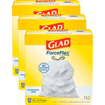 Glad ForceFlex 13 Gallon Drawstring Kitchen Trash Bag, Unscented, Gray, 330 Total Bags (22541CT)