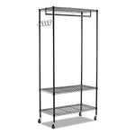 Alera Wire Garment Rack, 5 Hooks, Steel, 48" x 18" x 75", Black (GR354818BL)