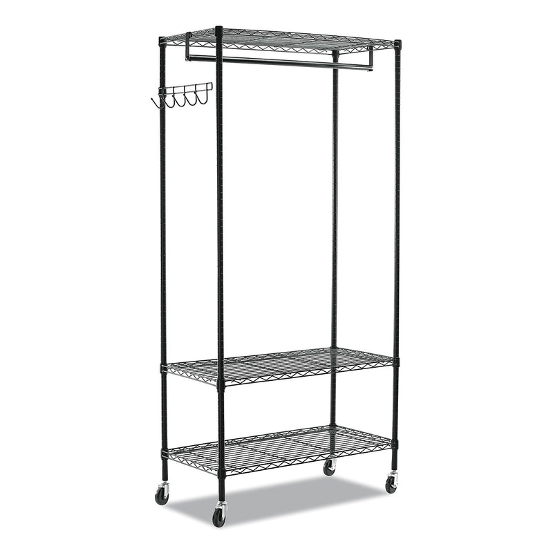 Alera Wire Garment Rack, 5 Hooks, Steel, 48" x 18" x 75", Black (GR354818BL)
