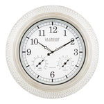 La Crosse Technology 21" Indoor/Outdoor Atomic Analog White-Washed Hammered Metal Wall Clock
