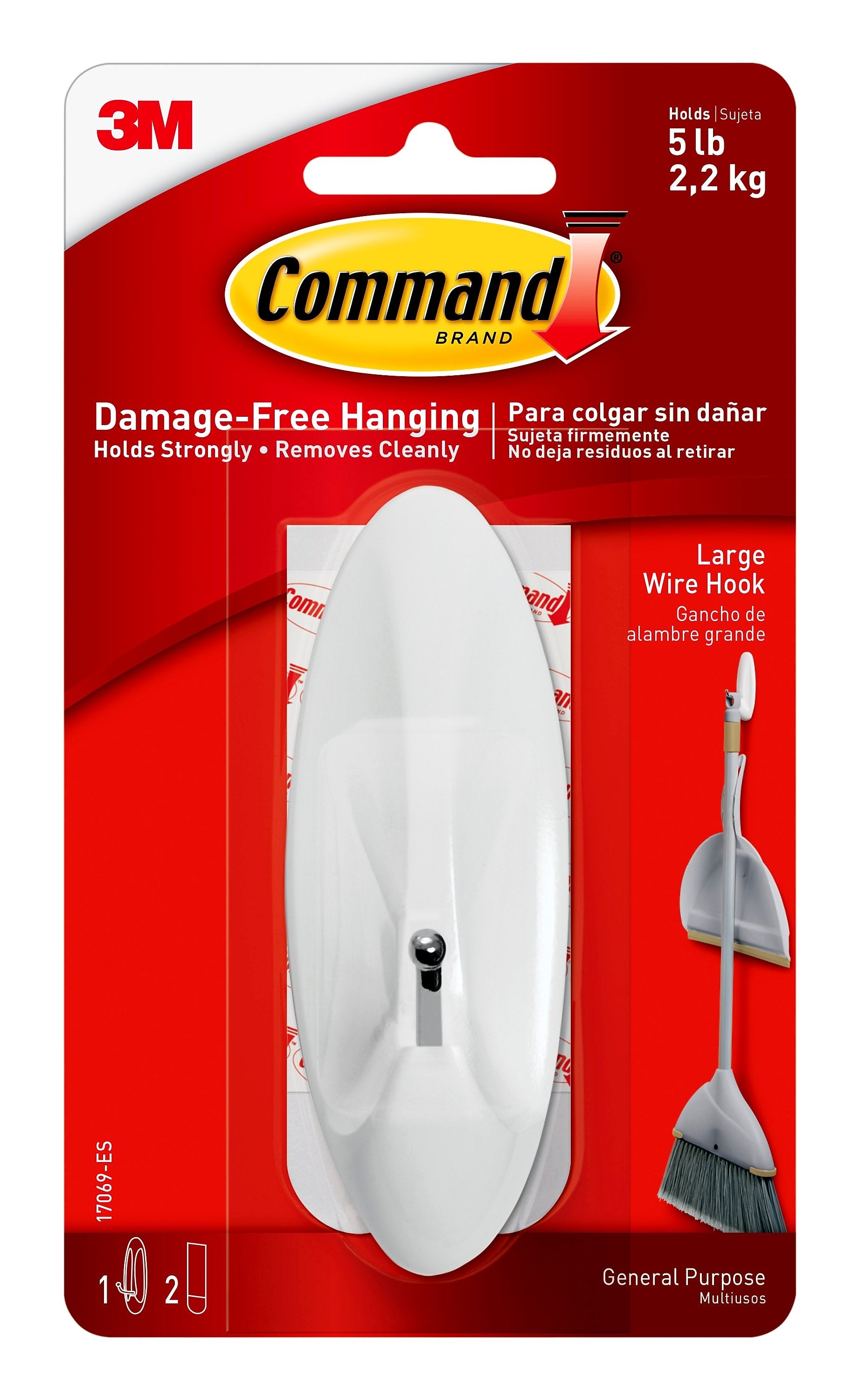 Command Large Wire Hook, 5 lb., White (17069-ES)