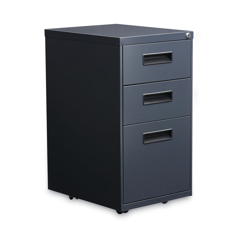 Alera 3-Drawer Mobile Vertical File Cabinet, Letter Size, Lockable, 28"H x 14.96"W x 19.29"D, Charcoal (ALEPABBFCH)