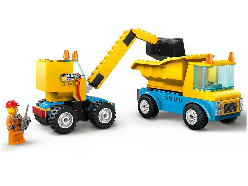 LEGO City Construction Trucks and Wrecking Ball Crane Building Set (60391)