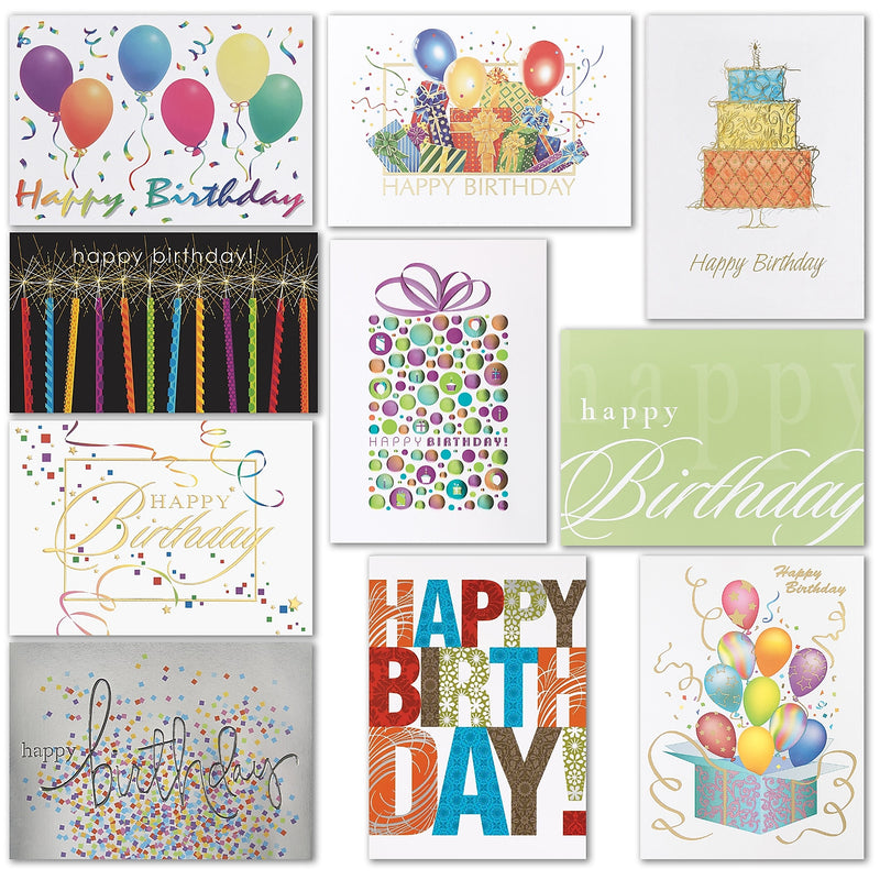 "Birthday" Pre-Versed Assorted Pack w/ Fastick® Envelopes, 100/Pk