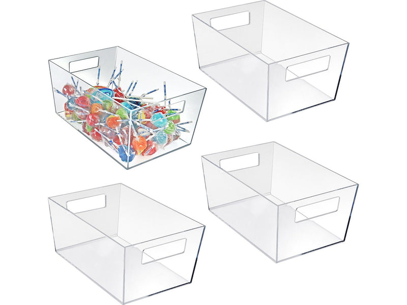 Azar Extra Large Storage Bin, 6.5" x 13"x 9.5", Clear, 4/Pack (556239-4PK)