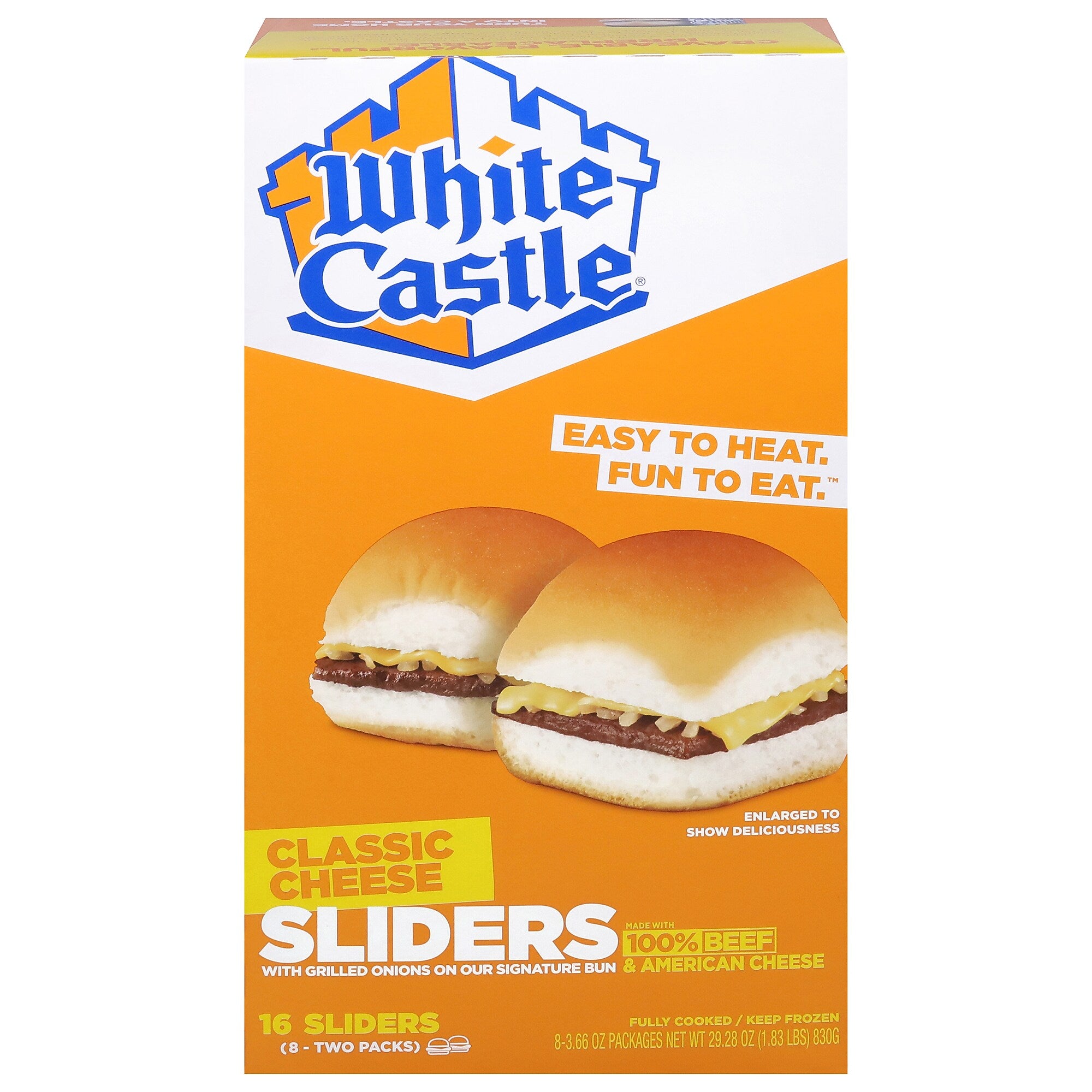 White Castle Individually Wrapped Original Cheeseburger Slider, 29.28 oz, 16/Pack (220-02462)