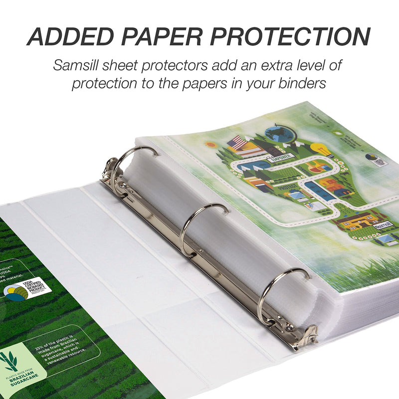 Samsill Earth's Choice Plant-Based Durable 2" View Binder,3-Ring , Made in USA, White (18967)