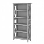 Bush Furniture Key West 66"H 5-Shelf Bookcase with Adjustable Shelves, Cape Cod Gray Laminated Wood (KWB132CG-03)