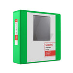 Staples 3" 3-Ring View Binder, D-Ring, Green (55428/26354)