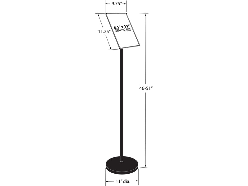 Azar Sign Holder, 9.75" x 46.5", Freestanding, Black, Plastic (300356-BLK)