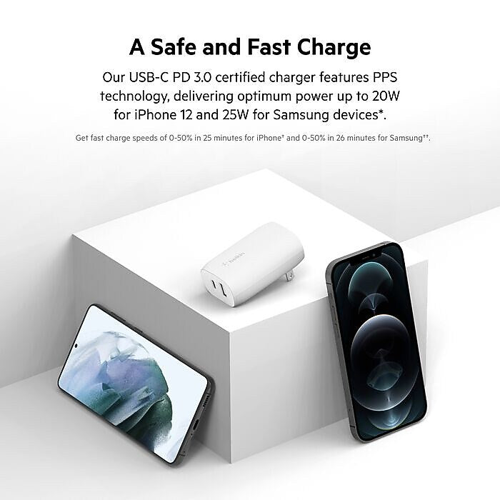 Belkin BOOSTCHARGE USB Type-A/C Universal Dual Wall Charger, White (WCB007dq1MWH-B5)