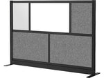 Luxor Workflow Series 5-Panel Freestanding Modular Room Divider System Starter Wall with Whiteboard, 48"H x 70"W, Black/Gray