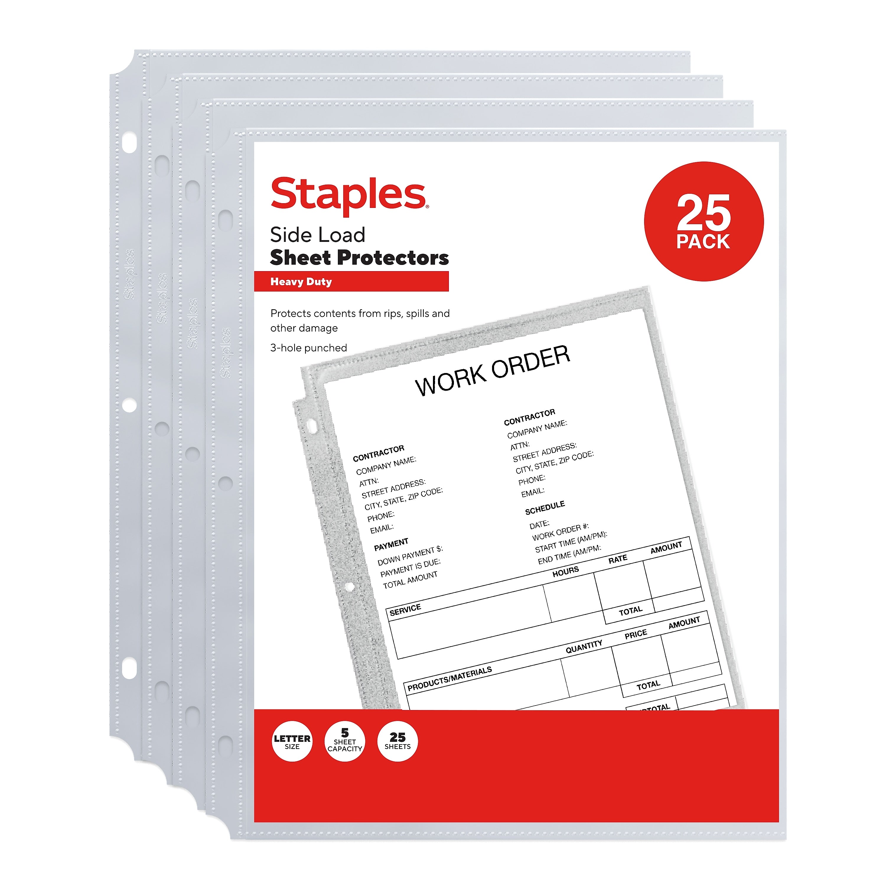 Staples Heavyweight Sheet Protector, 8.5" x 11", Clear, 25/Pack (76001)