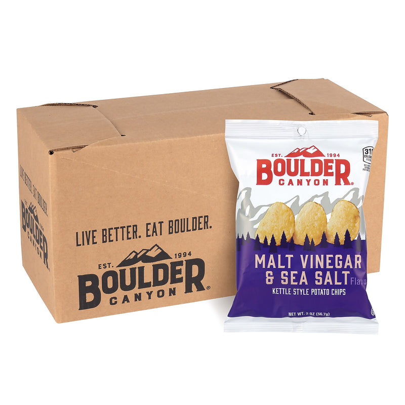 Boulder Canyon Malt Vinegar & Sea Salt Potato Chips, 2 oz., 8/Box (220-02560)