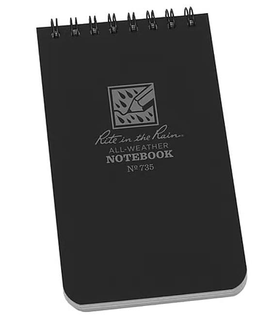Rite In The Rain All-weather 1-Subject Pocket Notebook, 3" x 5", Graph Ruled, 50 Sheets, Black (735)