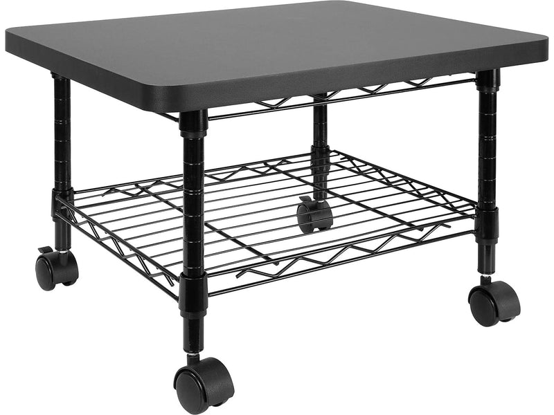 Mount-It! 2-Shelf Laminate/Steel Mobile Printer Stand with Dual Wheel Casters, Black (MI-7857)