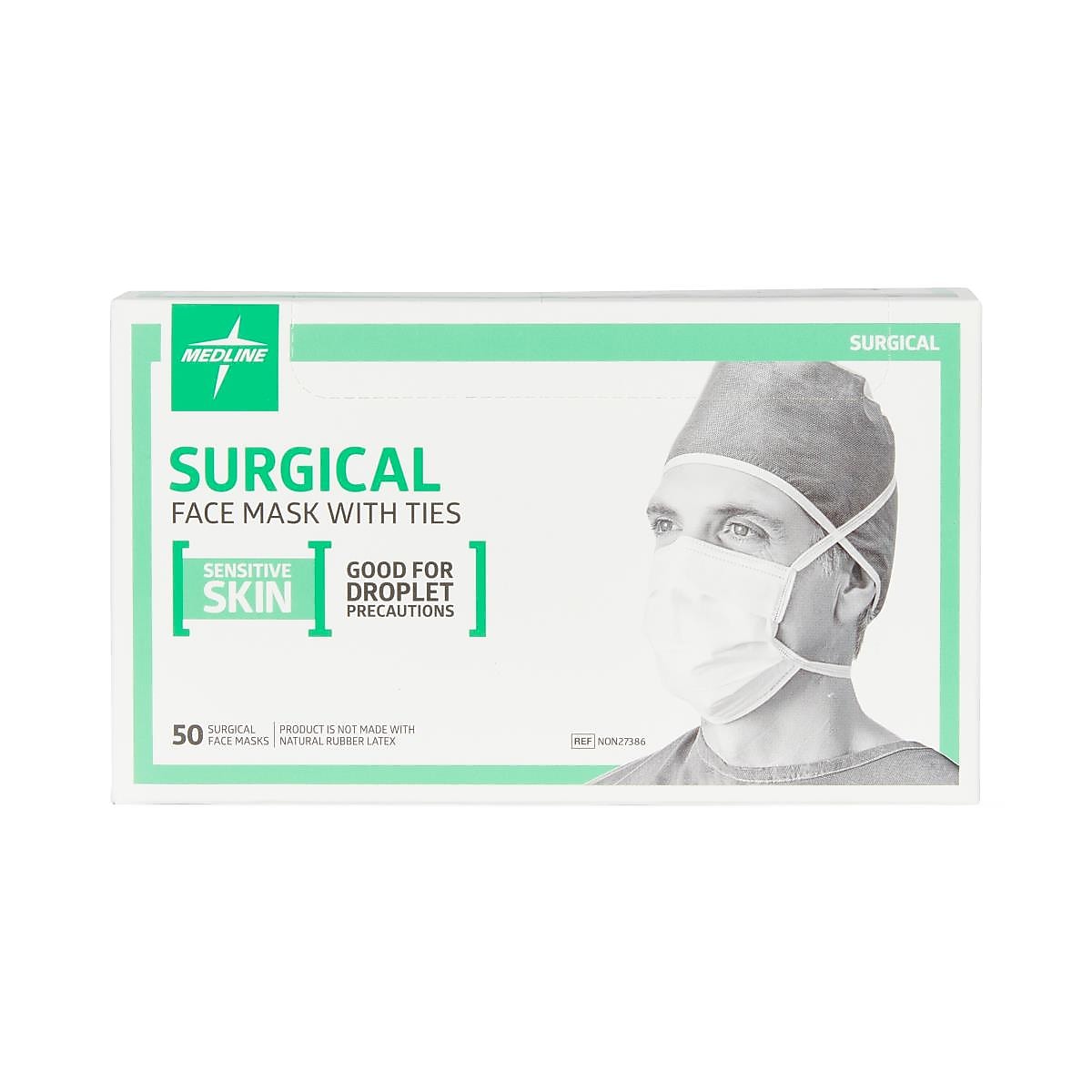 Medline Sensitive Skin Disposable ASTM Level 1 Surgical Face Masks, White, 300/Carton (NON27386)