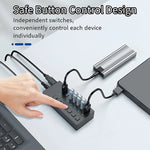 4XEM 7-Port USB 3.0 Power Switch Data Transfer Hub, Gray (4XH707)