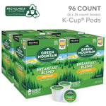 Green Mountain Breakfast Blend Coffee Keurig® K-Cup® Pods, Light Roast, 96/Carton (6520)