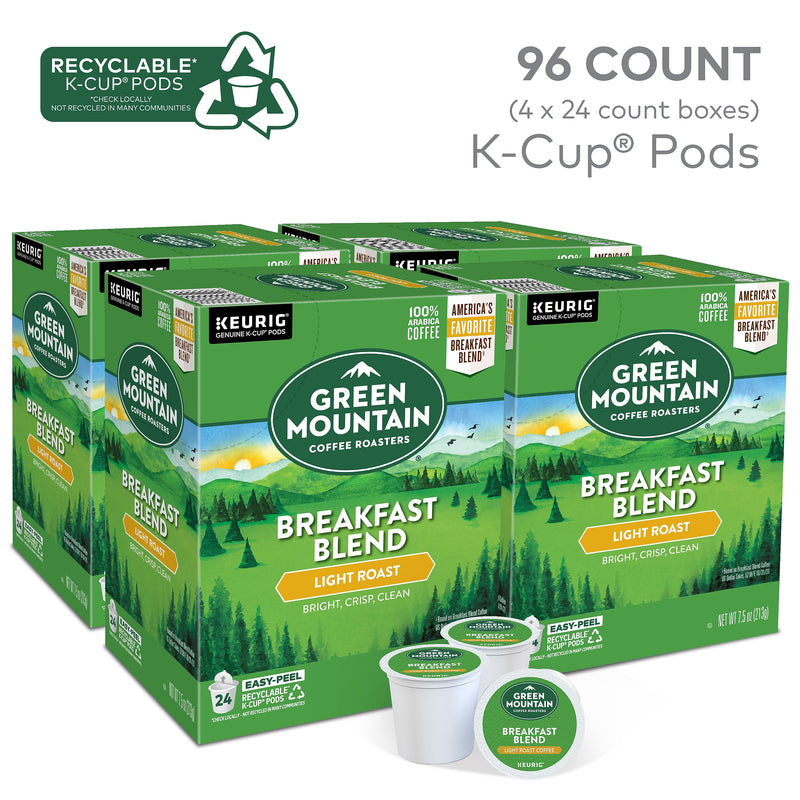 Green Mountain Breakfast Blend Coffee Keurig® K-Cup® Pods, Light Roast, 96/Carton (6520)