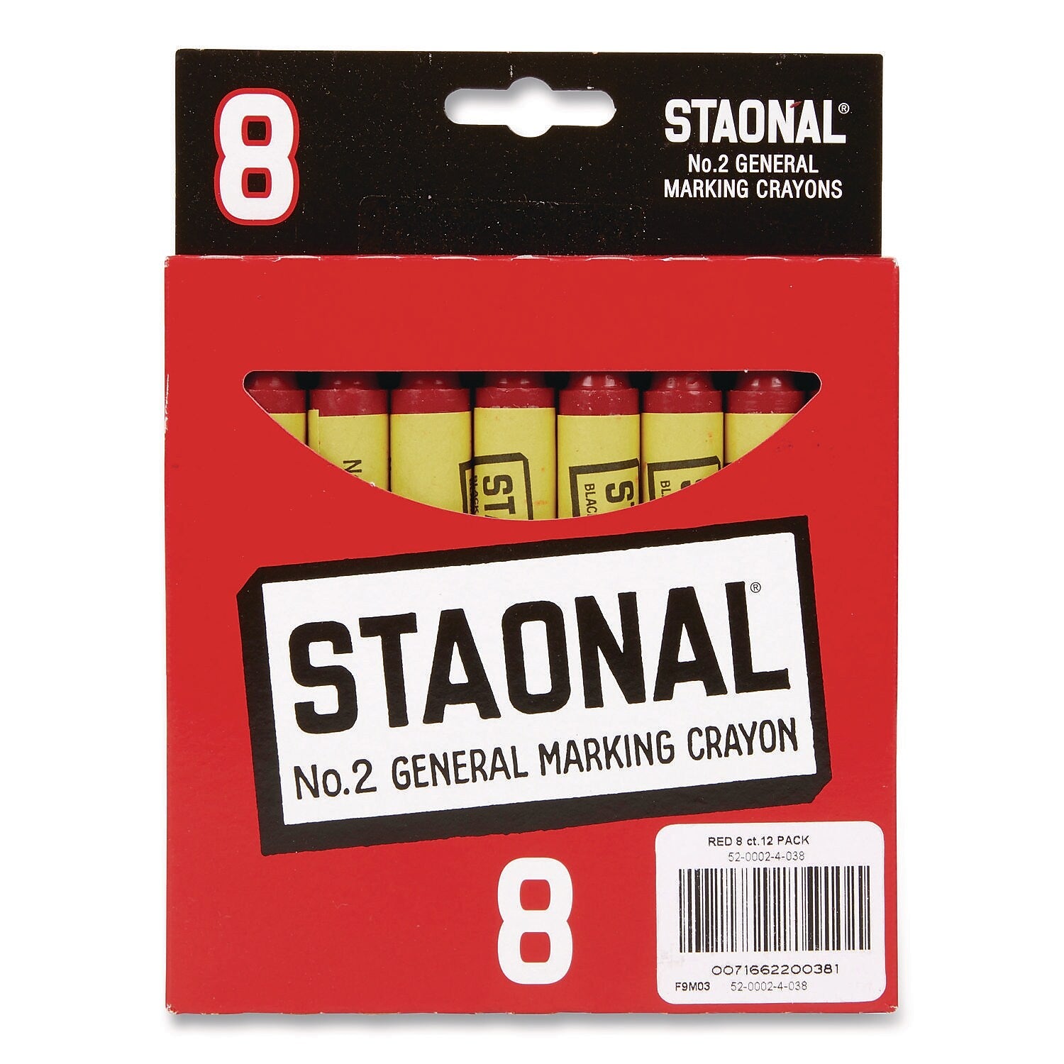 Crayola Staonal Marking Crayon, Red, 8/Box (520002038)