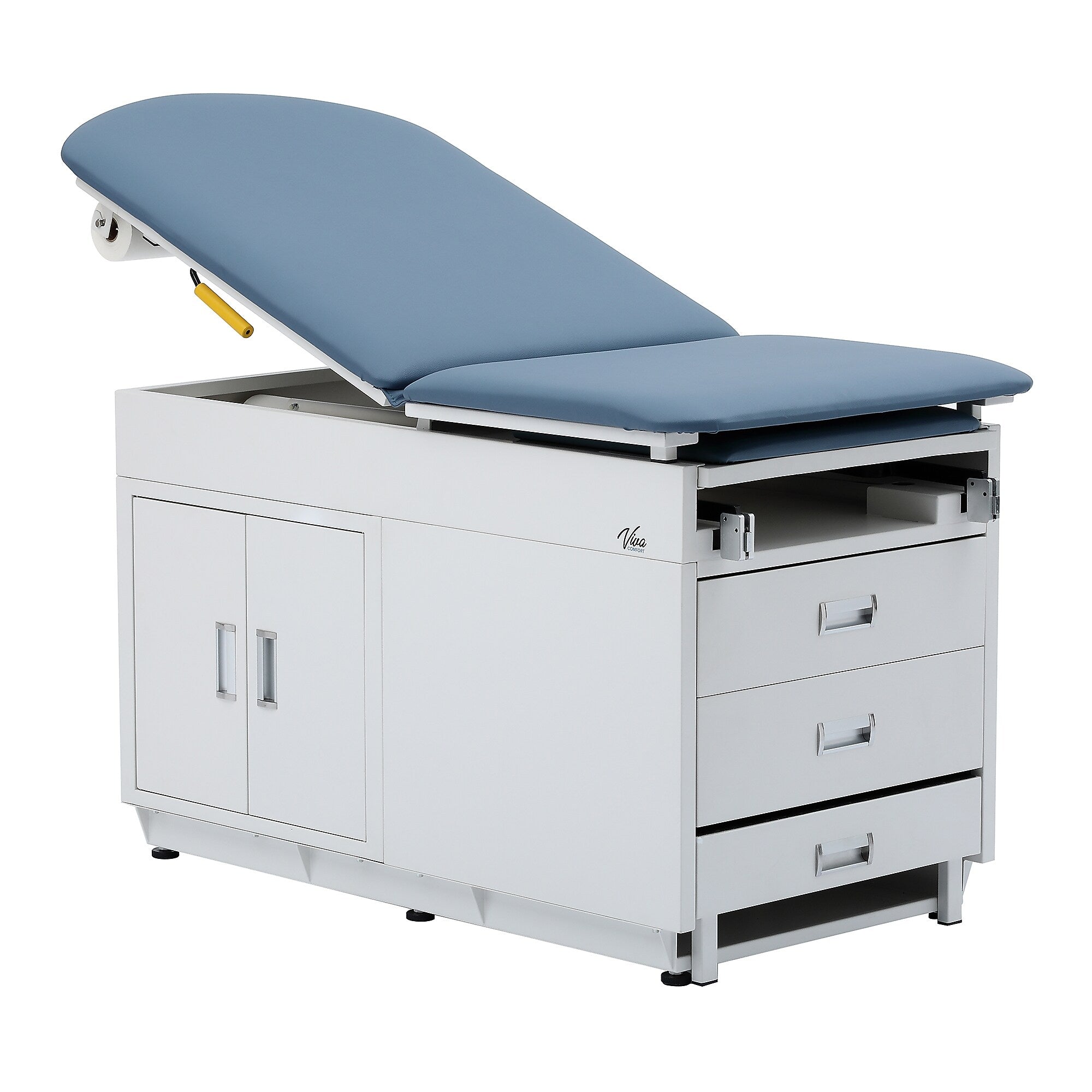 Viva Comfort Power Adjustable Exam Table with Step Stool & Storage, 500 lbs. Capacity, Blue (ADI996-09-S-BLU-MK)