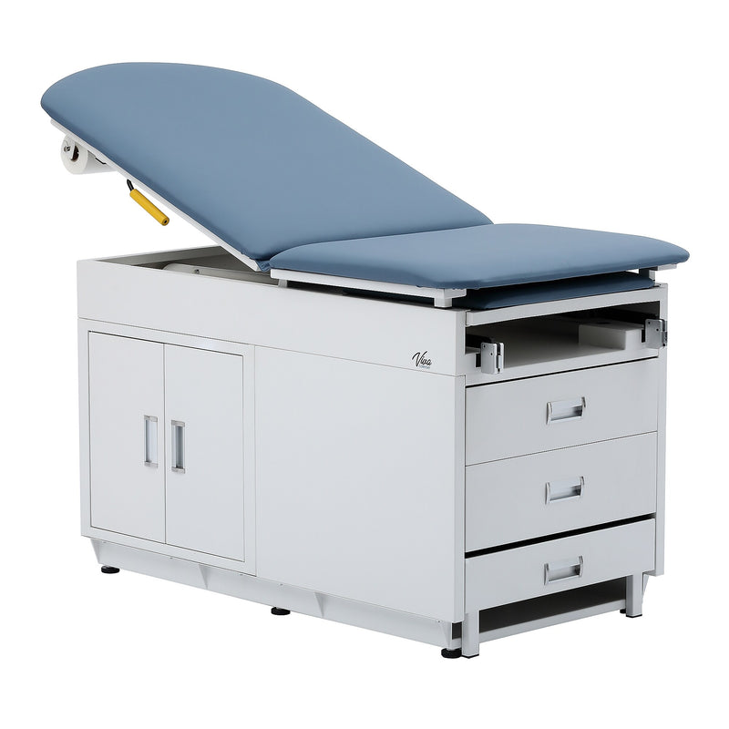 Viva Comfort Power Adjustable Exam Table with Step Stool & Storage, 500 lbs. Capacity, Blue (ADI996-09-S-BLU-MK)