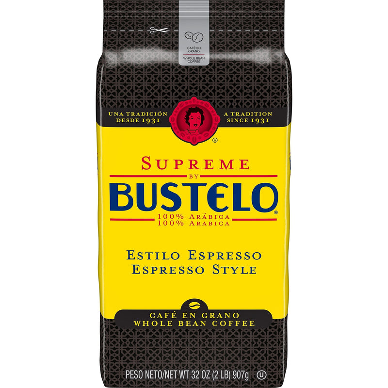 Supreme Bustelo Espresso Style Whole Bean Coffee, Dark Roast, 32 oz., Each (SMU01800)