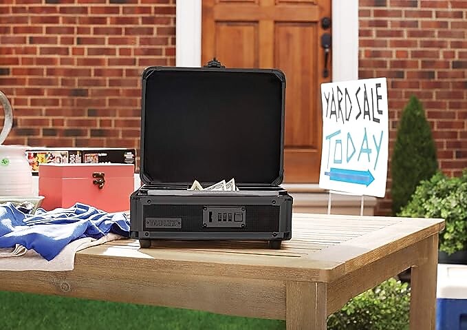 Vaultz Cash Box Stoarge Container w/ Combination Lock, Plastic, Black (VZ00308-CAM)