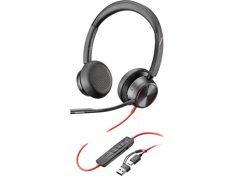 Poly Blackwire 8225 Noise Canceling Stereo Headset, USB-C/USB-A, UC/MS Certified (8X225AA)