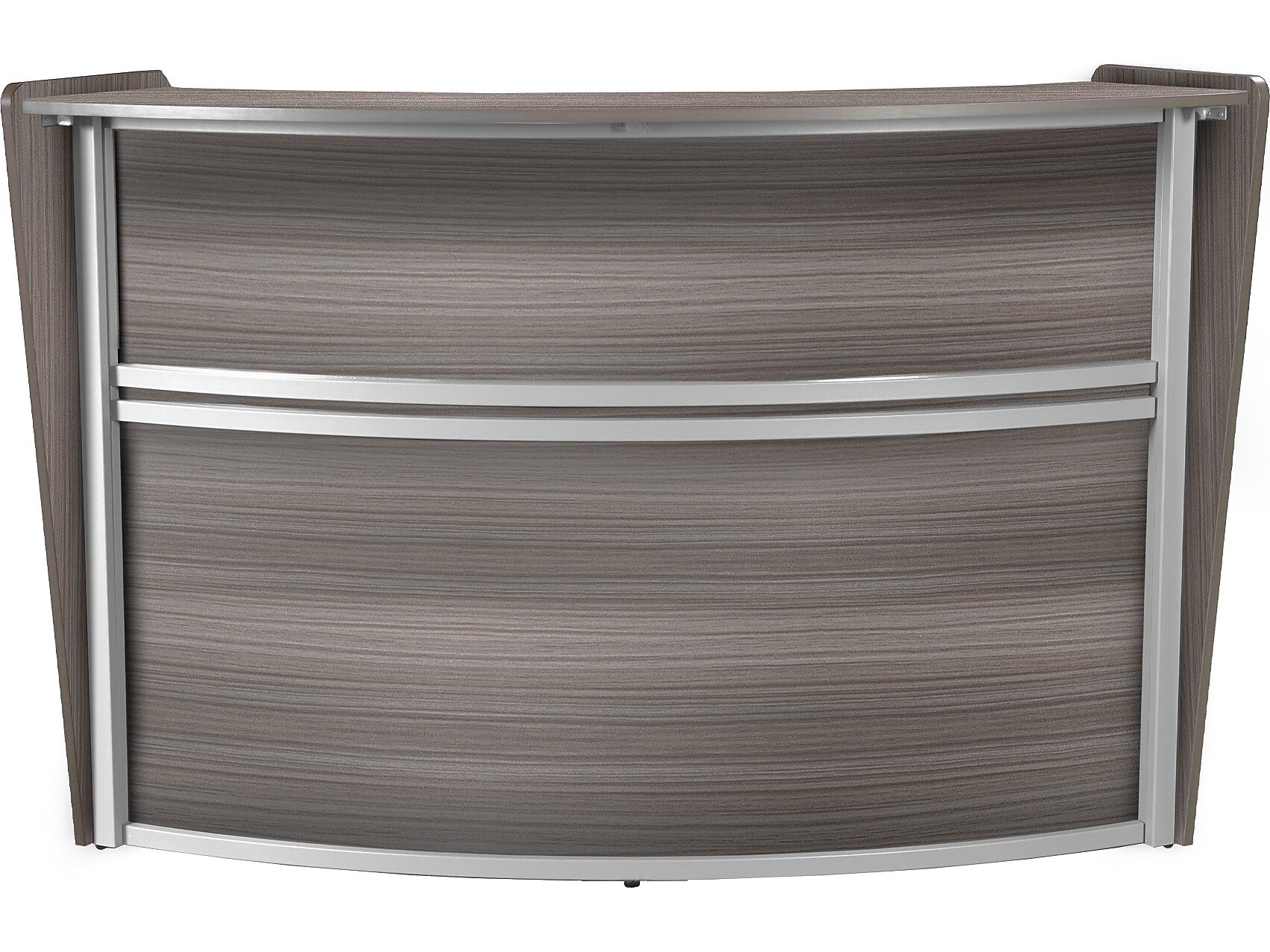 Regency Marque 72"W Curved Reception Desk Workstation, Driftwood Gray (77290GY)