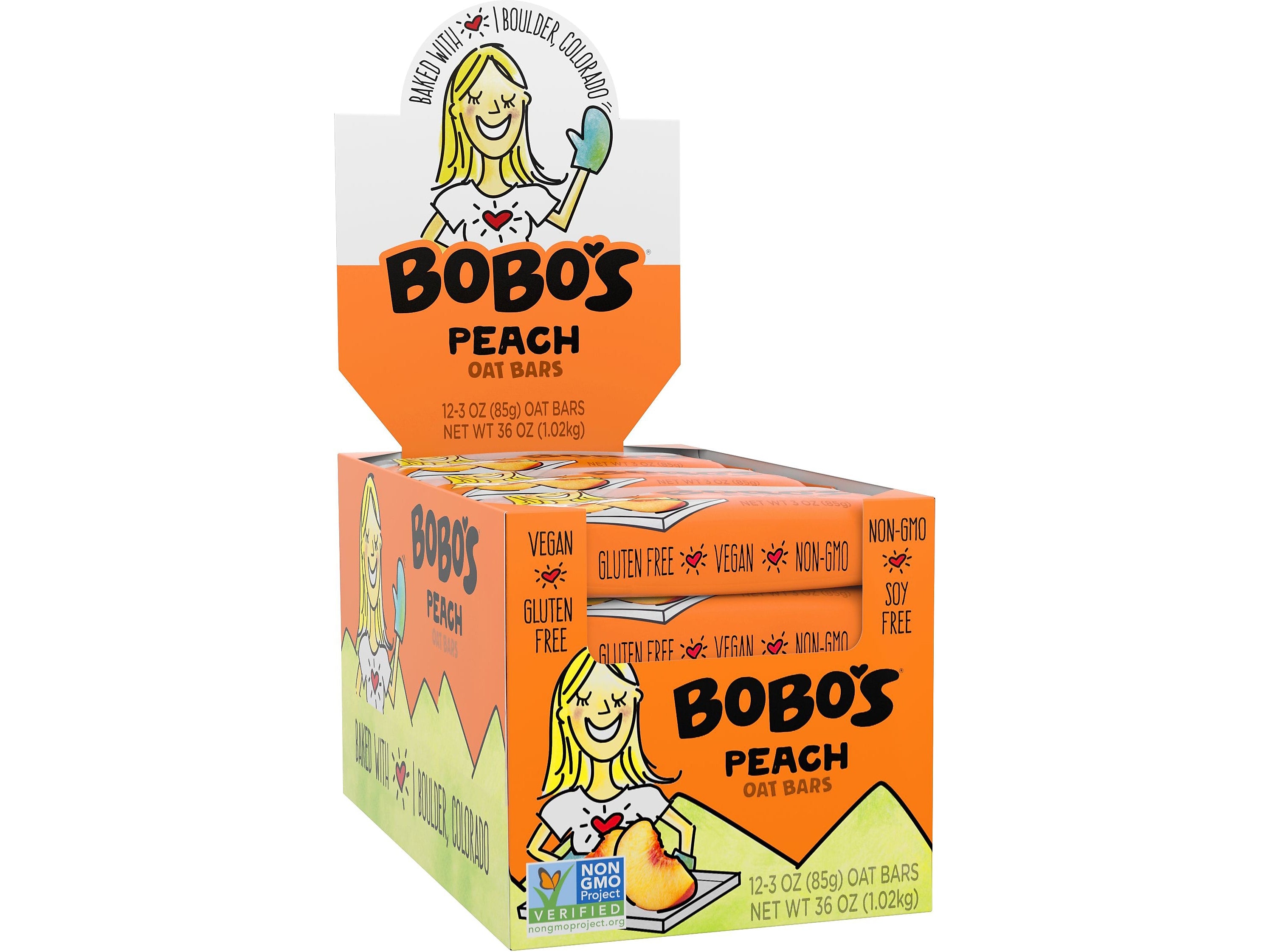 Bobo's Gluten-Free Peach Oat Bar, 36 oz., 12 Bars/Box (111-D)