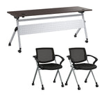 Bush Business Furniture Envision 72"W Foldable Training Room Table with 2 Chairs, Storm Gray (NVS006SG)
