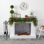 Nearly Natural 6-ft Green Pine Artificial Christmas Garland with 35 Clear LED Lights (W1109)