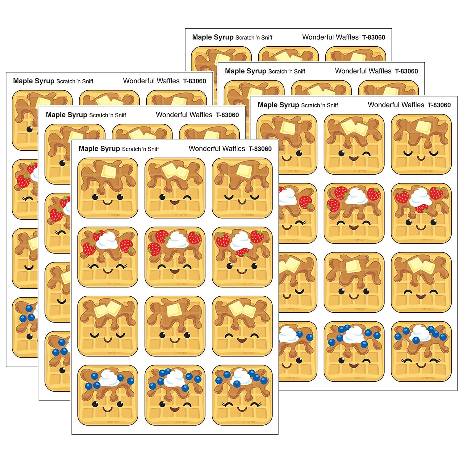 Trend Enterprises Wonderful Waffles Maple Syrup Scent Scratch 'n Sniff Stinky Stickers, Multicolored, 48/Pack, 6/Packs/Bundle