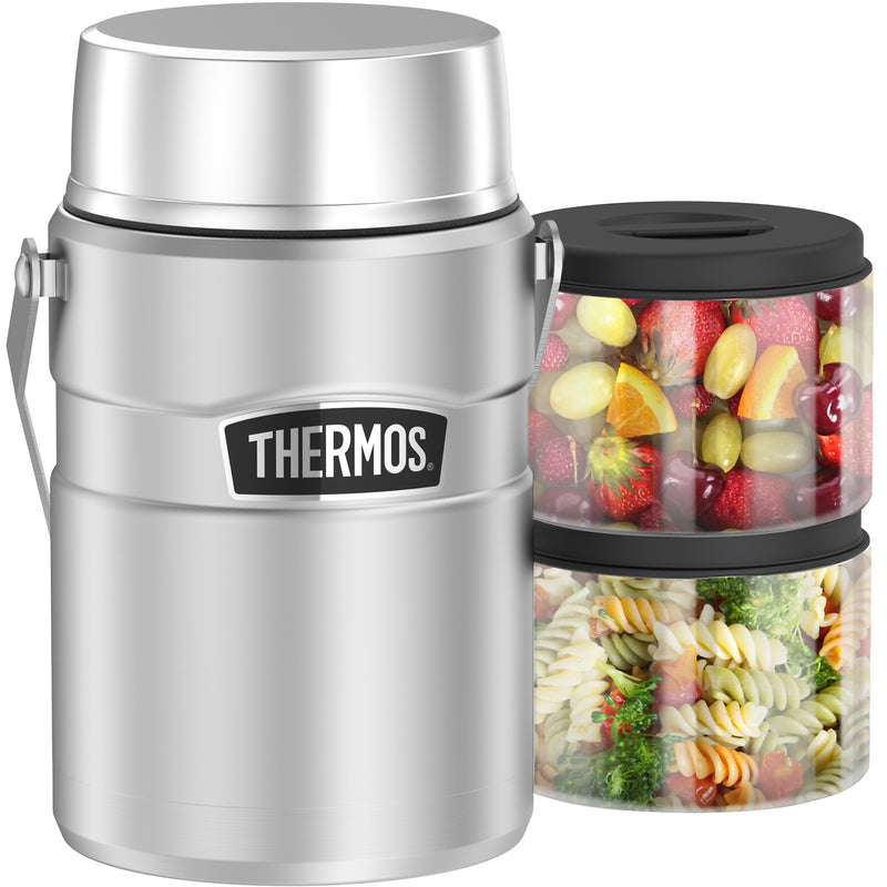 Thermos King Big Boss Stainless Steel Insulated Food Jar, 2-Compartment, Stainless, 47 oz. (EASK3030MSTRI4)