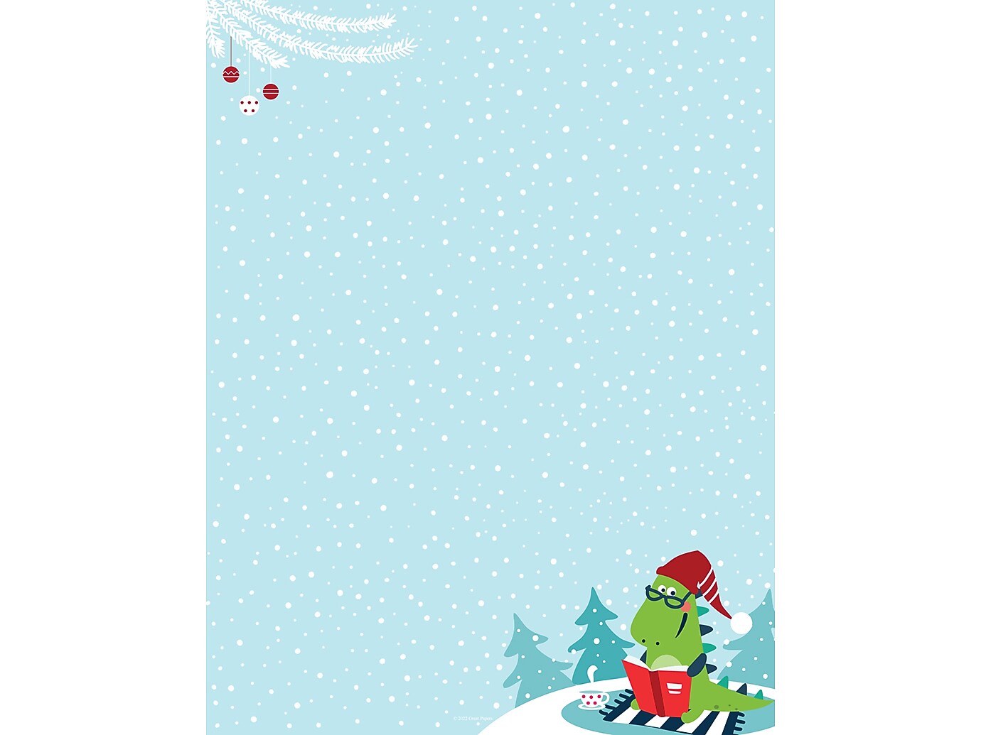 Great Papers Christmas Dinosaur Reading Holiday Letterhead, Multicolor, 50/Pack (2022013)