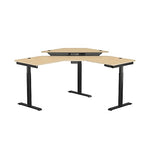 VersaDesk PowerLift 60"W Electric Corner Adjustable Standing Desk, Maple/Black (PLCSD6060-BM-APP)