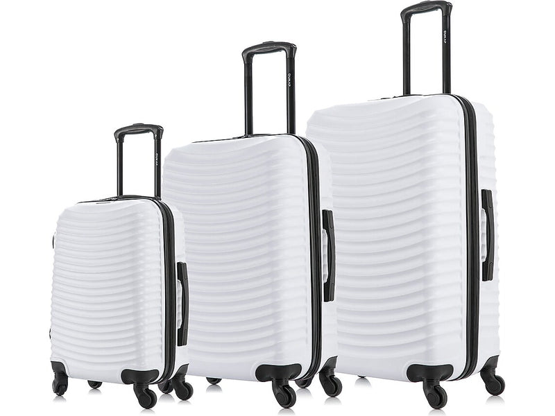 DUKAP Adly 3-Piece Hardside Spinner Luggage Set, TSA Checkpoint Friendly, White (DKADLSML-WHI)