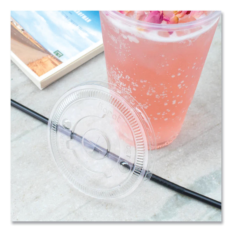 Karat PET Lids, Fits 32 oz Cold Cups, Flat Lid, Clear, 600/Carton
