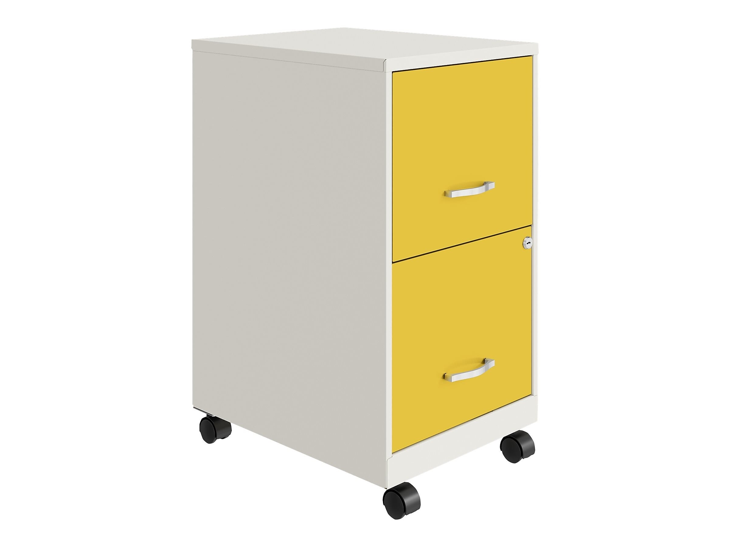 Space Solutions SOHO Smart File 2-Drawer Mobile Vertical File Cabinet, Letter Size, Lockable, Pearl White/Goldfinch (25337)