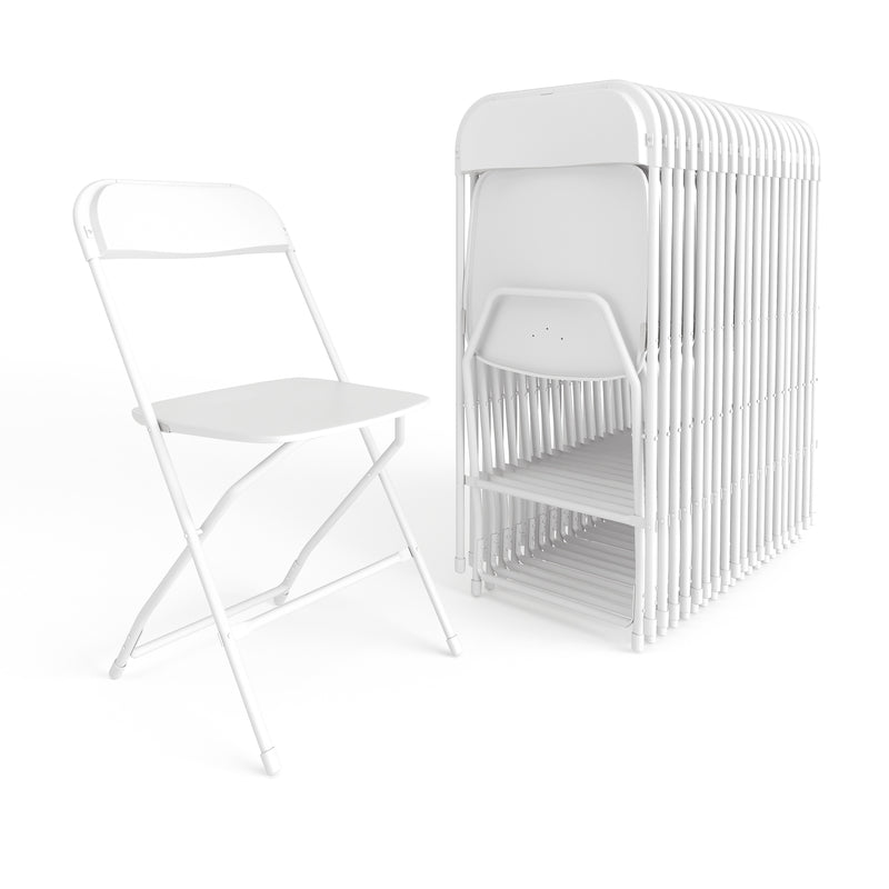 Flash Furniture HERCULES™ Plastic Armless Folding Chair, Premium White, 20/Pack