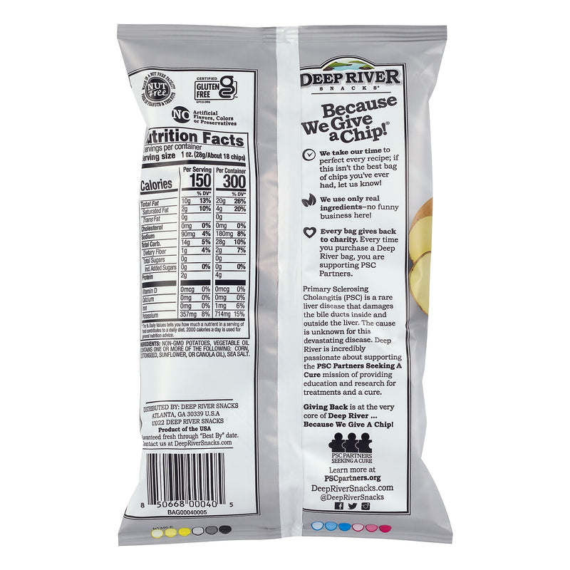 Deep River Snacks Original Sea Salt Kettle Cooked Potato Chips, 2 oz., 24/Box (220-02561)