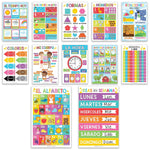 Hadley Designs 17" x 11"  Colorful Spanish Preschool Educational Posters, Laminated, 12/Set (HDDX004AH66RV)
